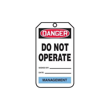 Accuform Safety Tags, DANGER DO NOT OPERATE MANAGEMENT, 5.75in x 3.25in, RP-Plastic, 5PK TPM228PTM